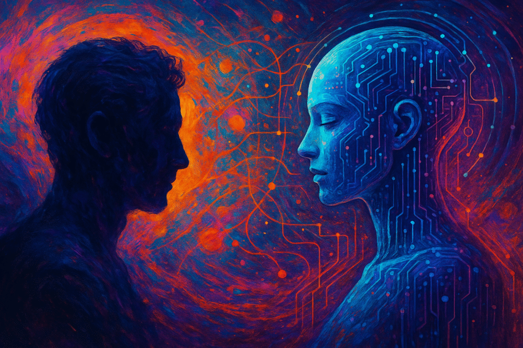 Silhueta Humana E Ciborgue Futurista